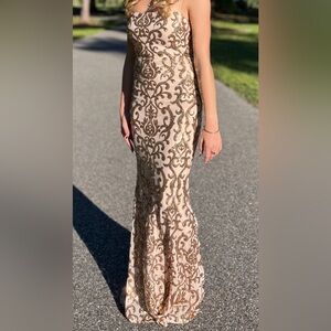 Tan Cream Sheath Prom Dress Sweetheart Neckline